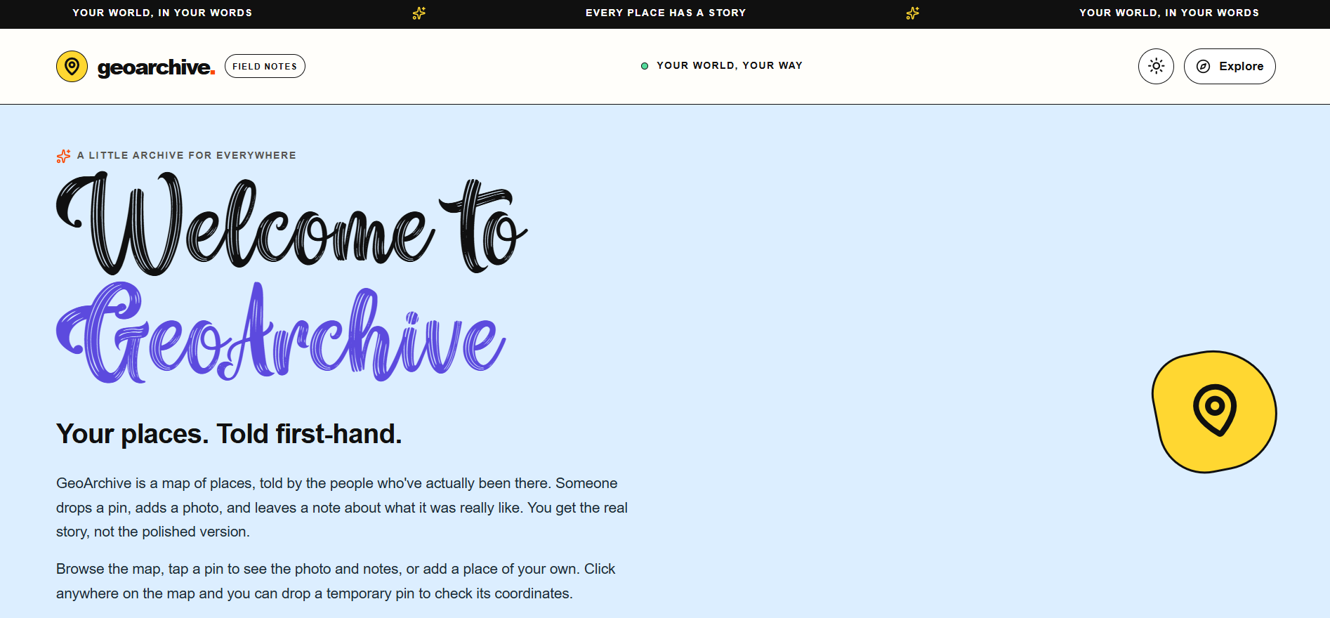 GeoArchive example stories and featured places