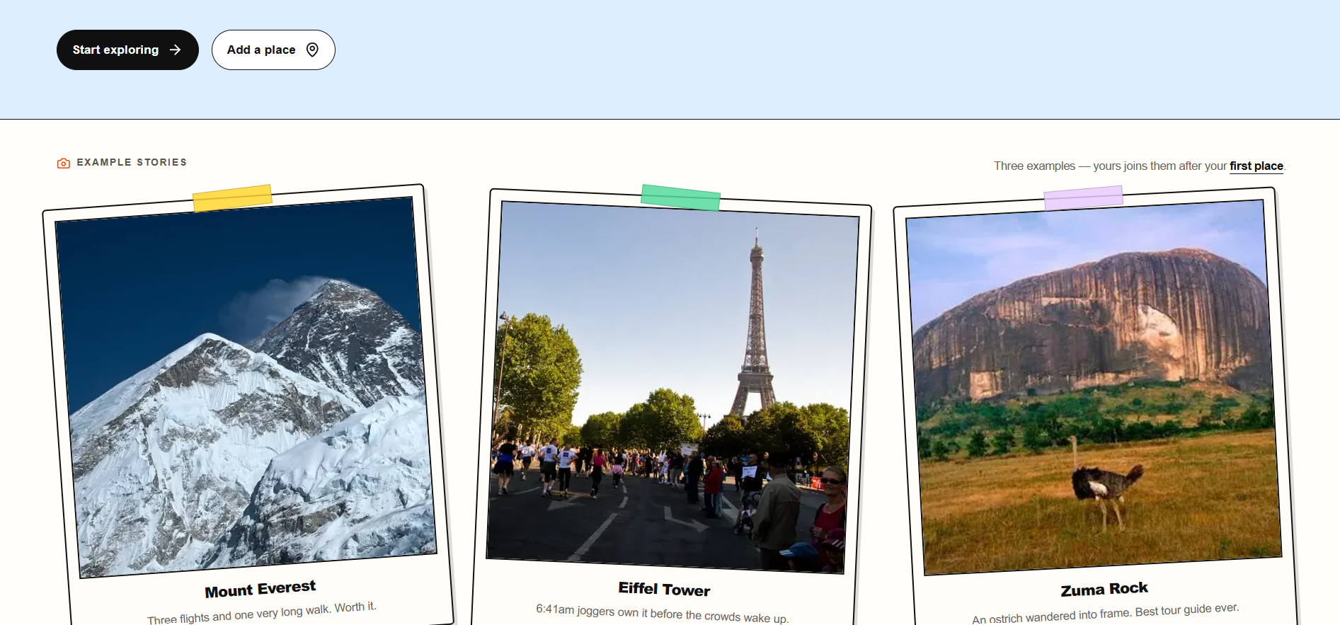 GeoArchive map, place search and community field guide interface